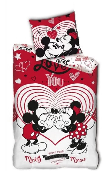 Disney Dekbedovertrek Mickey & Minnie 140 X 200 Cm Polyester Rood